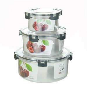 Plastic Food Container Set for Food Storage Kitchen Clear Plastic Food Storage Container 3pc Airtight Fridge Organizer