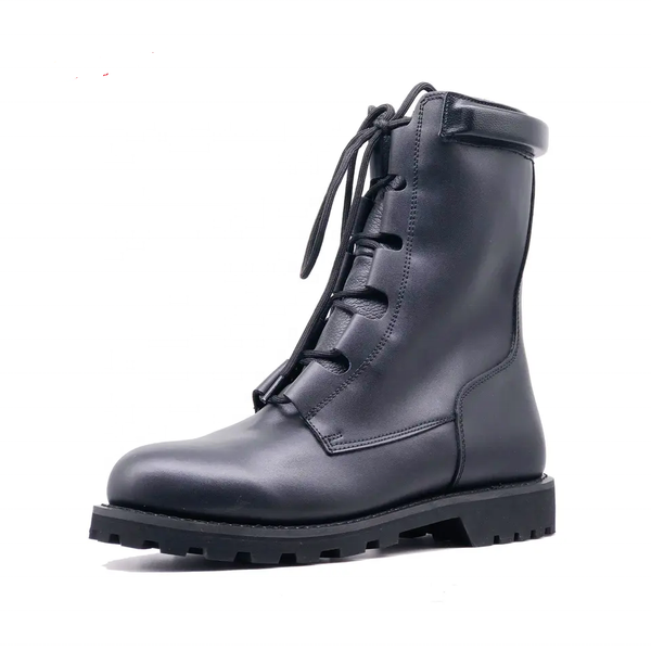 Black Leather Goodyear Rubber Outsole Combat Boots Tactical Boots