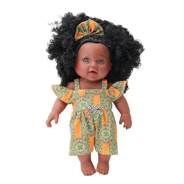 Wholesale Cute 30 cm Black African Reborn Baby Dolls DIY Cloth Toys Perfect Gift for Girls Made of Plastic