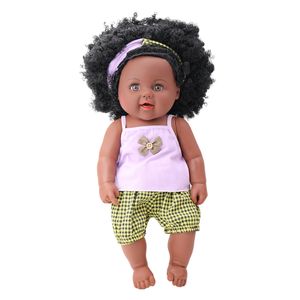 New Style Black African American Baby Doll Vinyl Body Plastic Model Toy in Box for Play