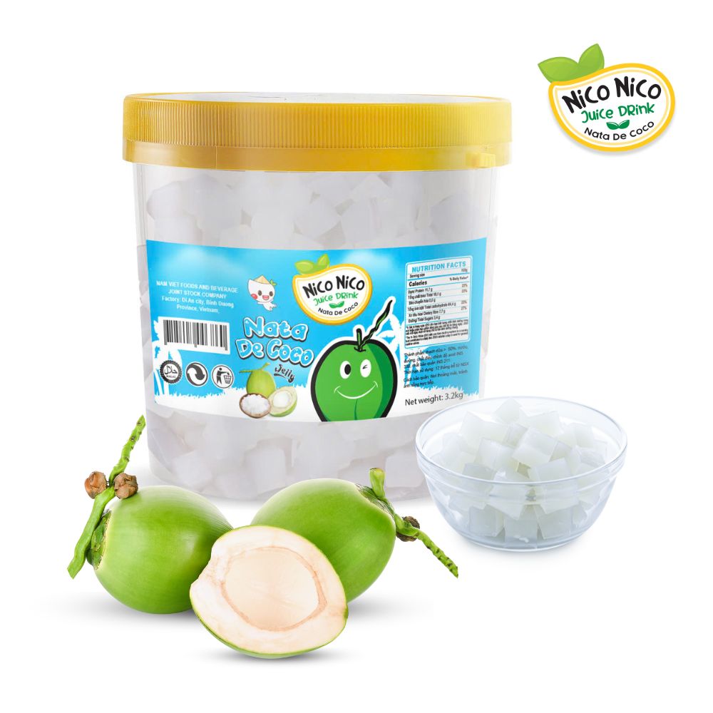 Coconut Jelly Nata De Coco 3.2KG New Product NICO NICO in Vietnam Bubble Tea Raw Material Factory Supply Sweetened HALAL ISO