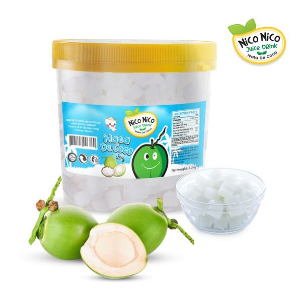 Coconut Jelly Nata De Coco 3.2KG New Product NICO NICO in Vietnam Bubble Tea Raw Material Factory Supply Sweetened HALAL ISO