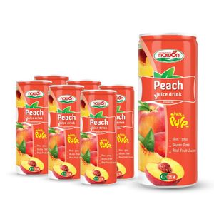 Peach Juice with Pulp Drink Canned 320ml Good Taste Wholesale in Vietnam OEM ODAM Free Sample HALAL BRC