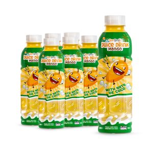 Best Selling Flavored Juice Drinks 500ML Mango Juice with Nata De Coco SUNSMILE Brand Wholesale Manufacturer ISO GMP Certified