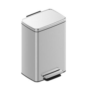 Stainless Steel Round Pedal Waste Bin for Bathroom Kitchen Hotel Office-Foot-Activated Trash Can