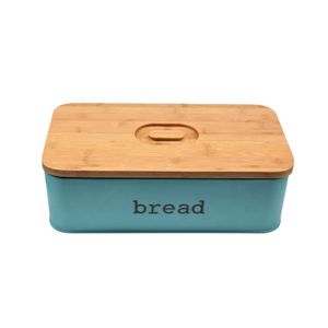 Rectangular Bread Box Basket Bin Kitchen Storage Food Container With Wood Lid