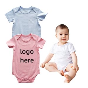 Bulk Wholesale Baby Clothes Winter Combed Cotton Blank Baby Pajamas Short Sleeve Infant Bodysuit Jumpsuit for Kids