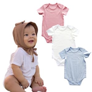RTS Newborn Baby Onesie Custom Blank Baby Girl Clothing 100% Cotton Unisex Short Sleeve Bodysuit Clothes Babies