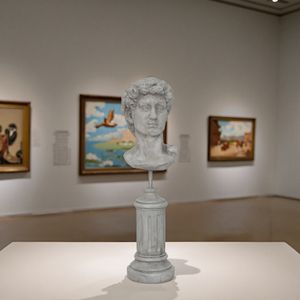 Antique Resin Crafts-Indoor Home Decor Imitation Plaster David Bust Replica with Marble Pillar Greek Head Statue