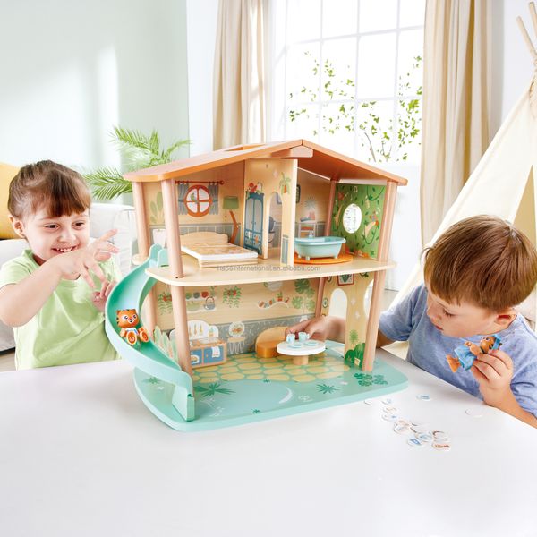 Hape New Type Wooden Tigers' Jungle Doll House Kids Furniture Toys Wooden Doll House for Toddlers