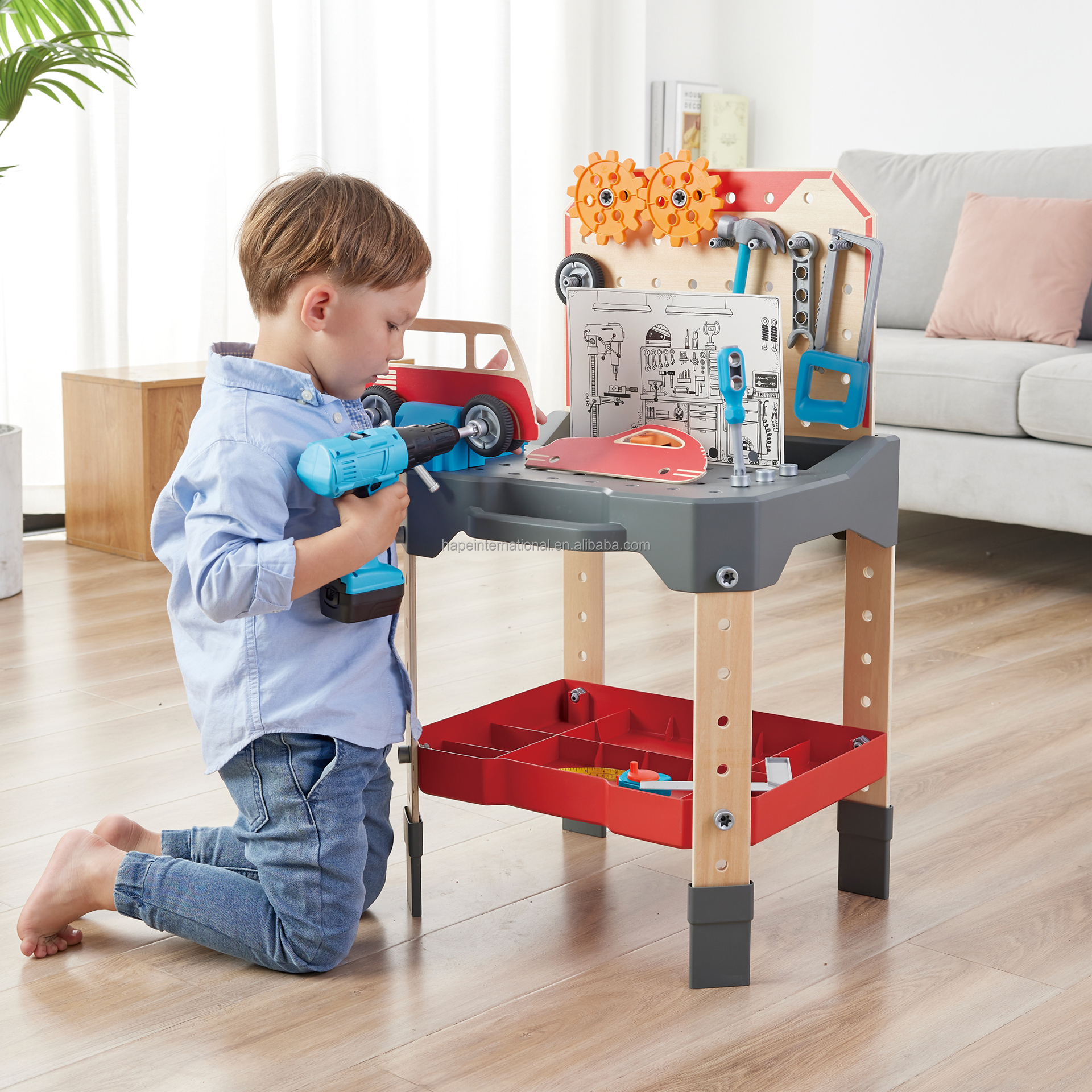Hape Wooden Play Tool Workbench Set for Kids Toddlers Construction Workshop Tool Bench Early Education Educational Toys