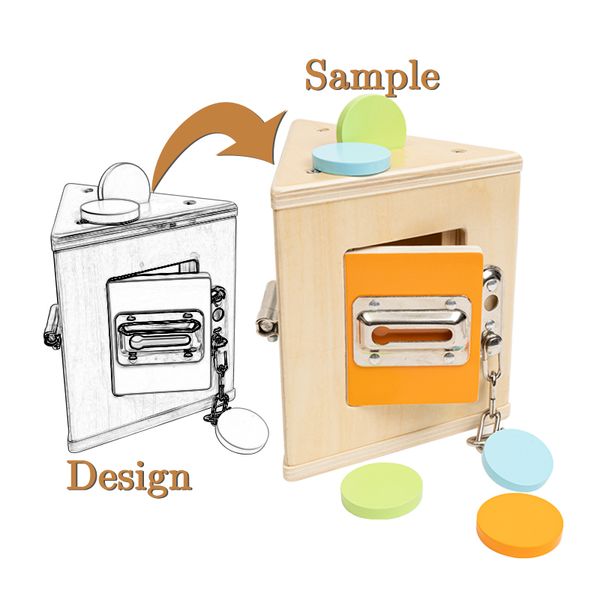 Children Montessori Intelligence Developmental Educational Learning Play Set Busy Board Game Wooden Lock Box for Toddlers Babies