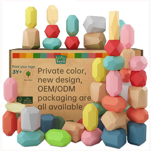 Various Precious Geometric Rock Sorting Balancing Stone Rocks Educational Preschool Learning Petrified Stone Wood Stacking Toys