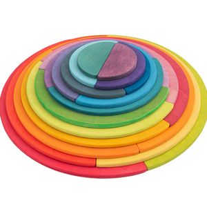 Montessori Wooden Rainbow Semi Circle Stacking Blocks Learning Toys for Kids Age Group 3Y+