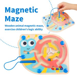 Baby Maze Wooden Montessori Game Kids Early Educational Interactive Wooden Toy Magnetic Blocks for Children Holiday Gifts
