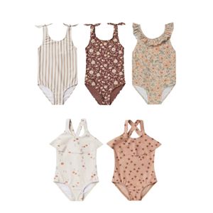 Factory Price LOGO Custom Printed Ruffled Princess One Piece Kids/Girls Beachwear Swim Suit Baby Swimwear With Cap