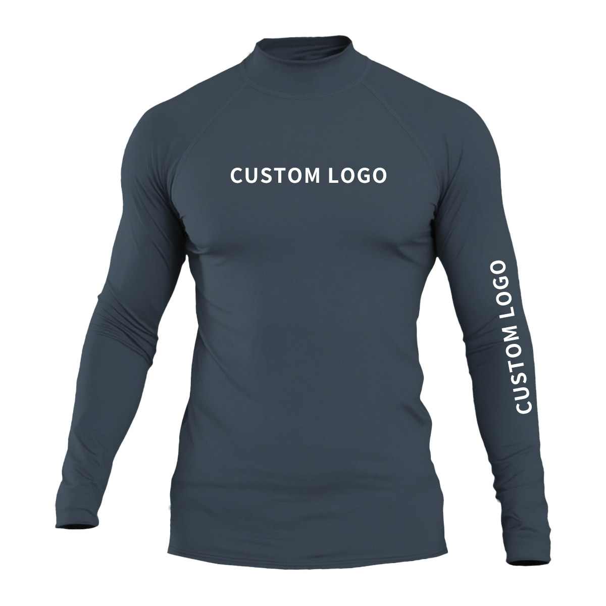 Custom Logo Long Sleeve Quick Dry Rash Guard UV Protection Men Compression Shirt Gym Fitness Surf Swim Training Top