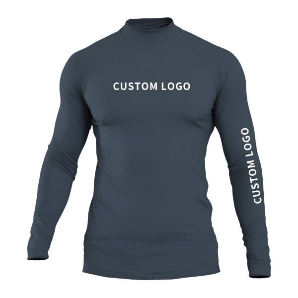 Custom Logo Long Sleeve Quick Dry Rash Guard UV Protection Men Compression Shirt Gym Fitness Surf Swim Training Top