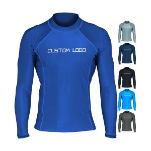 Custom Long Sleeve Rash Guard for Mens UV Sun Protection UPF 50 Spandex Compression Shirts Swim Surfing Quick Dry Rashguard
