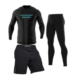 Custom MMA Long Sleeve Jiu Jitsu Rash Guard Sets Fully Sublimation Compression Shirt Professional BJJ Grappling Training Wear