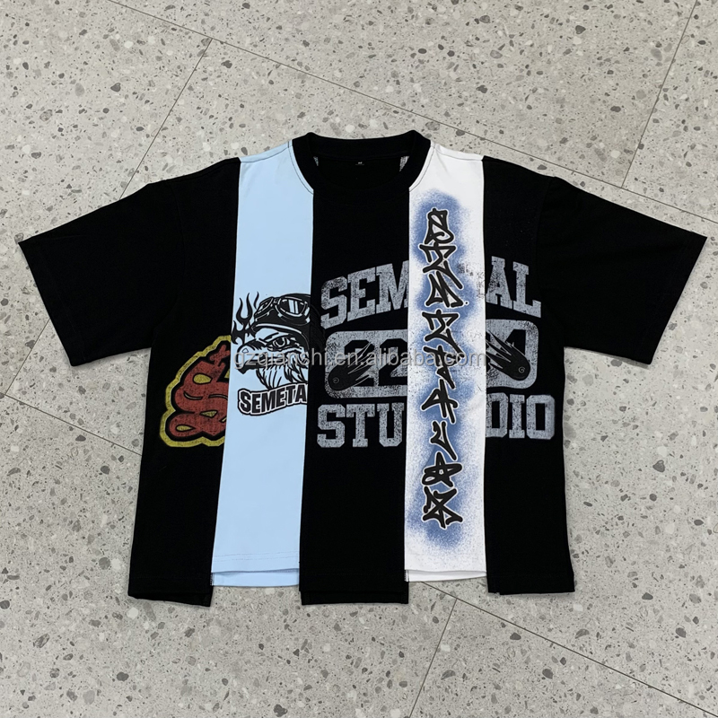 Guangzhou Qianshi Trading Co., Ltd. Heavy Cotton Acid Wash Cropped t Shirt Manufacturer Printed Heavyweight Distressed...