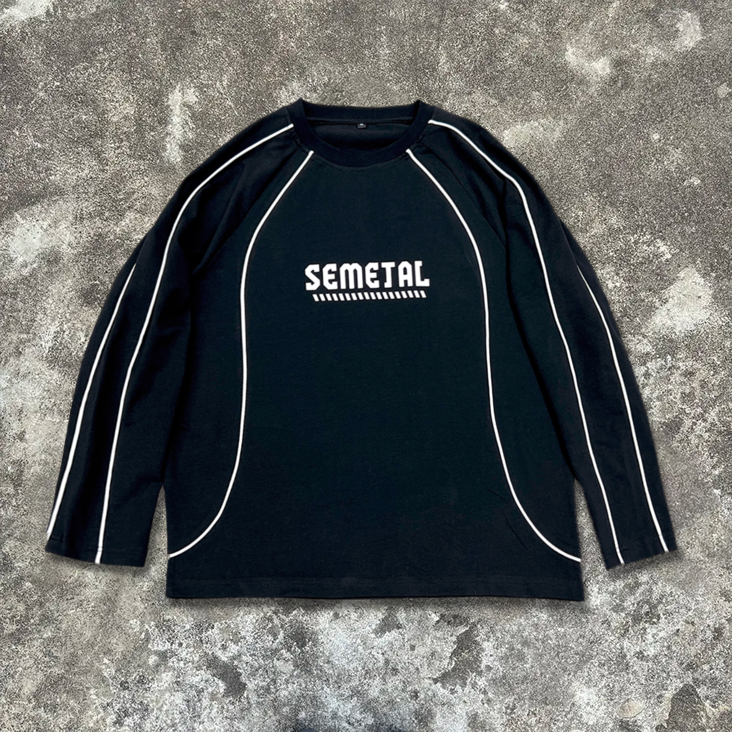 Guangzhou Qianshi Trading Co., Ltd. White Line Streetwear Cotton Long Sleeve T-shirt High Quality Black Design Knit Shirt...