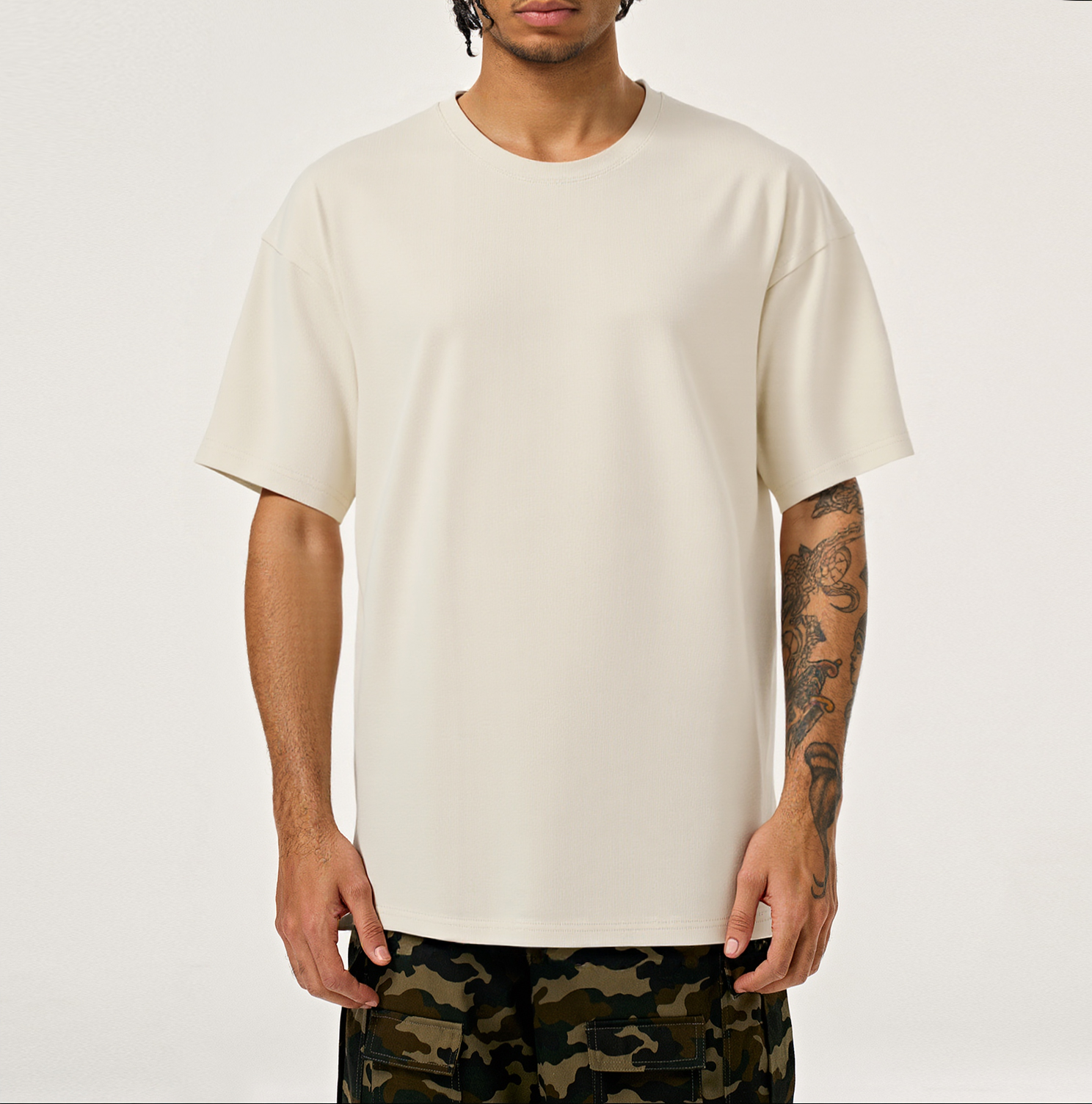 Qianshi Custom Printing Oversized Casual Men's Shirts with Logo Oversize Hombre 230 Gsm Boxy Fit 100% Cotton Plain T-Shirts