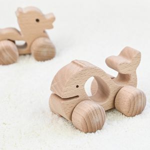 2024 New Products Children Beech Wooden Cartoon Dinosaur Various 3D Car Early Educational Learning Game Toys for Kids Boys Girls