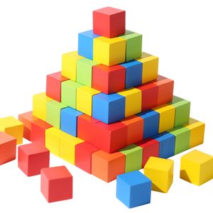 Montessori Educational Wooden Math Toys Factory Direct Sale of Color Cognition Cube Building Blocks for Children