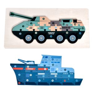 Montessori Children's DIY Wooden 3D Puzzle Cartoon Shape Puzzle Desktop Games Combination Pairing with Other Educational Toys