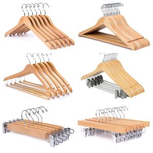 Wholesale Bulk Customizable Wooden Clothes Hangers Single-Tier Metal Plastic Fabric OEM/ODM Store Wardrobe Living Room Use Logo