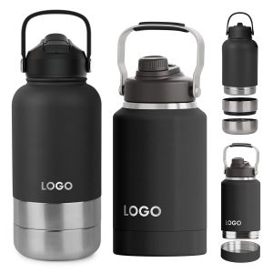 3 in 1 Stainless Steel Pet Dog Water Bottle 32oz Stainless Steel Double Wall Insulated Travel Dog Water Bottle