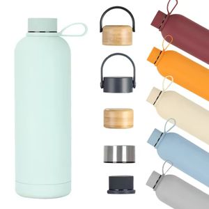 MU Customized Logo 500ml 750ml Outdoor Gym Sport Vacuum Insulated Stainless Steel Drink Water Bottle With Silicone Handle