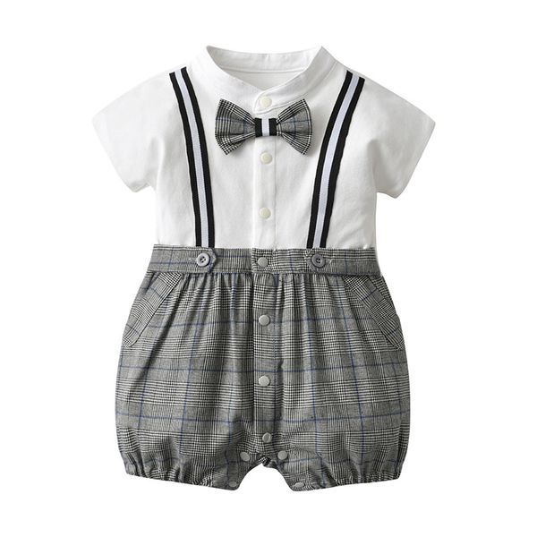 Spring Summer Handsome Boy Baby Gentleman Shoulder Strap Climbing Clothes Baby Jumpsuit