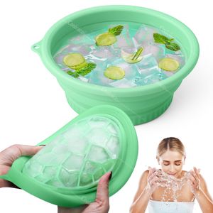 Silicone Face Bowl for Ice Facial Ice Bath Built-In Icetray Portable Collapsible Ice Facial Basin for Sunburn Recovery