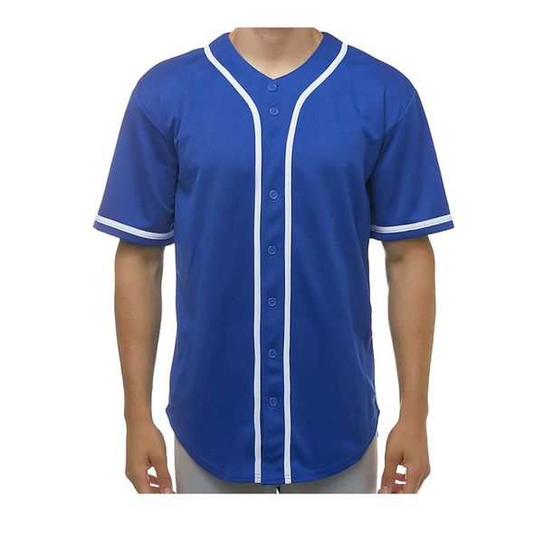 High Quality Mens Baseball Jersey Button Down Blank Solid Color Short Sleeve Shirts Sports Uniforms