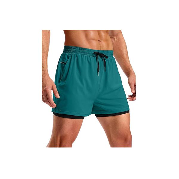 Wholesale Men's 2in1 Fitness Running Shorts with Quick Drying Lining and Fitness Sports Shorts