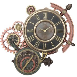 VERONESE DESIGN -STEAMPUNK ASTROLABE WALL CLOCK - POLYRESIN & COLD CAST BRONZE ART HOME DECOR FIGURINE