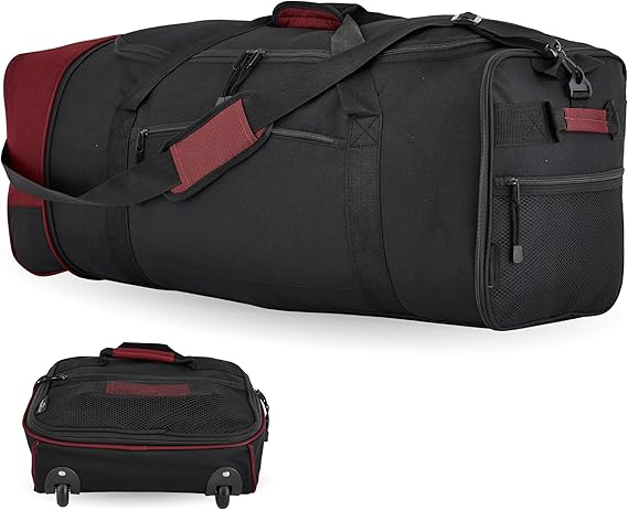 Custom 2-Wheeled 32-inch Travel Rolling Duffel Bag Light Material Collapsible and Expandble Big Capacity Duffel Bag