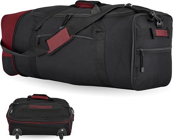 Custom 2-Wheeled 32-inch Travel Rolling Duffel Bag Light Material Collapsible and Expandble Big Capacity Duffel Bag