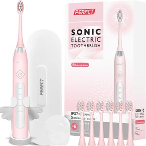 Adult Rechargeable Sonic Electric Toothbrush with 6 Replacement Brush Heads Electric Toothbrush for Optimal Oral Care