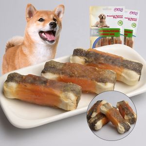 Dog Dental Training Treats Chicken & Fishskin Cowhide Bone Dog Treats Snacks Dog Chew Bones Food Cleaning Teeth