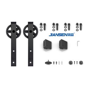 Heavy Duty Black Carbon Steel Soft Closing Single Sliding Barn Doors Hardware Kits for Interior Sitting Room