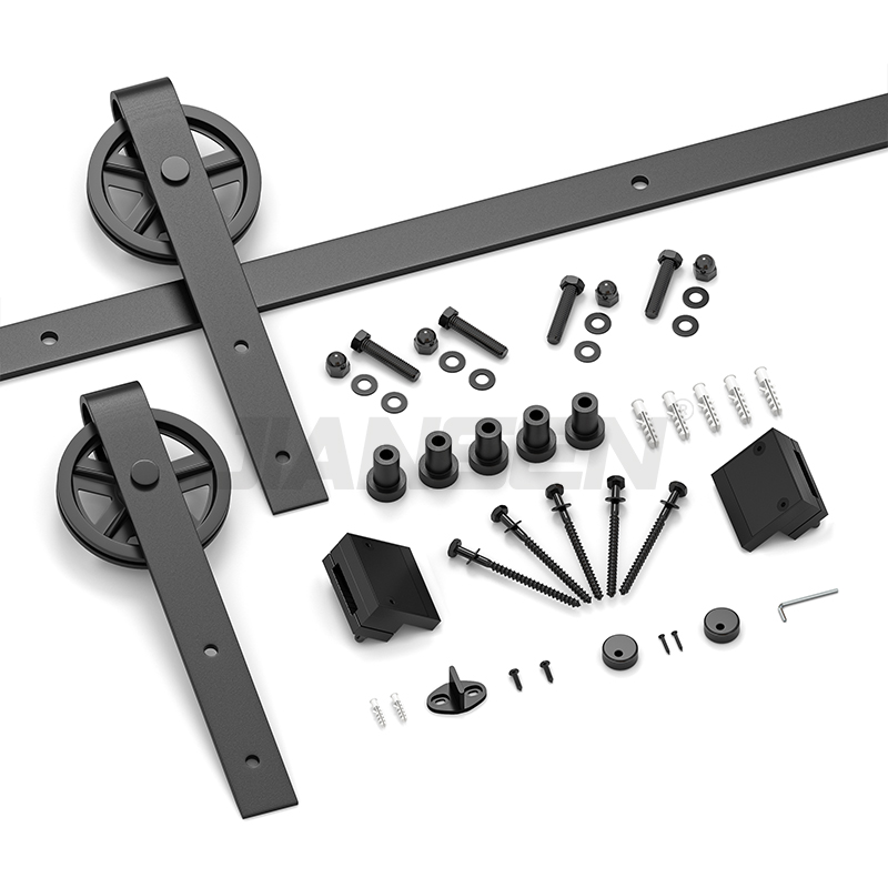 Wholesale Interior Wrought Jointed Sliding Carbon Steel Door Wood Barn Sliding Rail Door Hardware Kit