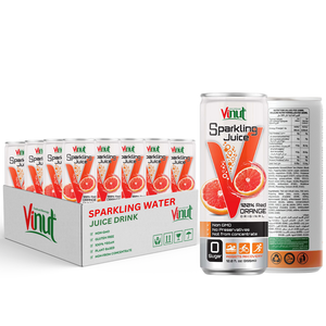 Wholesale 355ml Sparkling Water Drink 100% Fresh Fruit Canned Red Orange Juice Private Label OEM From Vietnam