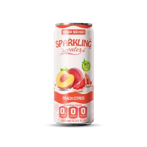 Made in Vietnam 250ml YOUR BRAND Sparkling Water Peach Citrus Natural Flavor Private Label Beverage Manufacturing