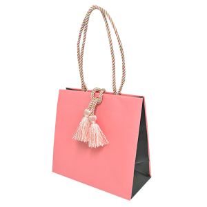 Custom LOGO Boutique Gift Shopping Bags Rope Handle Buy  pink Jewelry Small Paper Bags