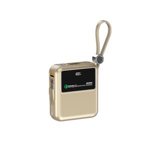 Wisteh Custom Logo Mini 10000mAh Power Bank with High Capacity LI-Polymer Battery Corporate Gift Build in Cable Power Bank