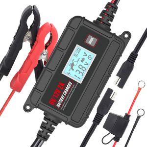 LCD Display 6V/12V 2A Electric Car Battery Charger Maintainer and Desulfator for Lead Acid and Lithium-Ion Batteries AC Port