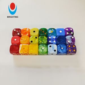 Wholesale High Quality Custom LOGO Marble Pearlized Acrylic Resin D6 Game Dice 16mm Round Square For Gambling Board Game